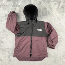 The North Face Jacket Youth Small Black Purple Hooded Fleece Lined Outdoor Ski