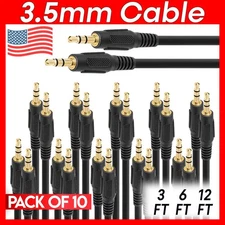 10 Pack 3.5mm Cable Male to Male AUX Cord Speaker PC Car Stereo Auxiliary Cable