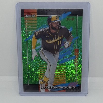 Topps Finest 2025 Jackson Chourio #175 Green Mini Diamond Parallel 80/99 Brewers