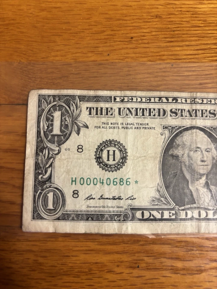 H00040686* Low Serial Number $1 Star Note Series 2013 5 Digit Fed US Currency PA - Image 4 of 4