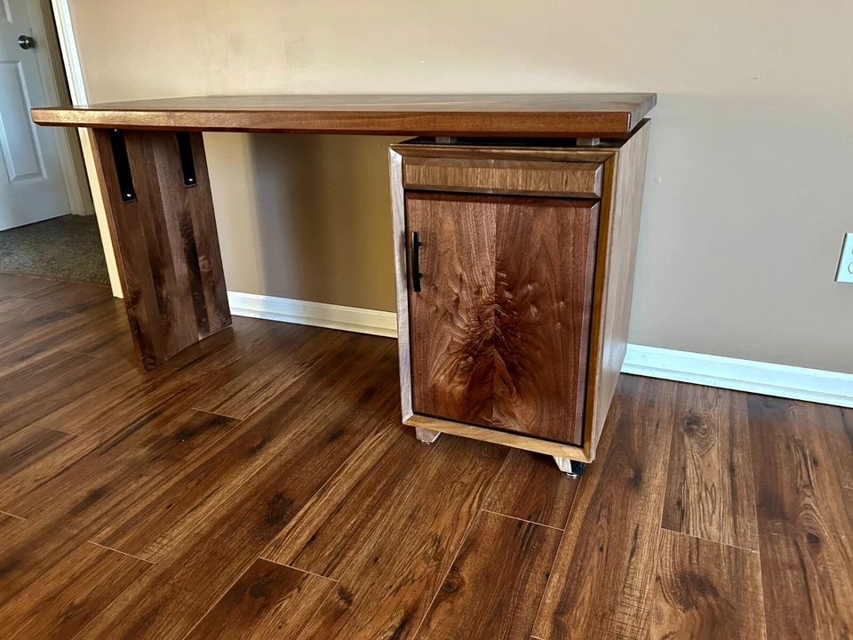 Elevate Your Workspace with a Handmade Black Walnut & Epoxy Computer Desk. - Image 3 of 4