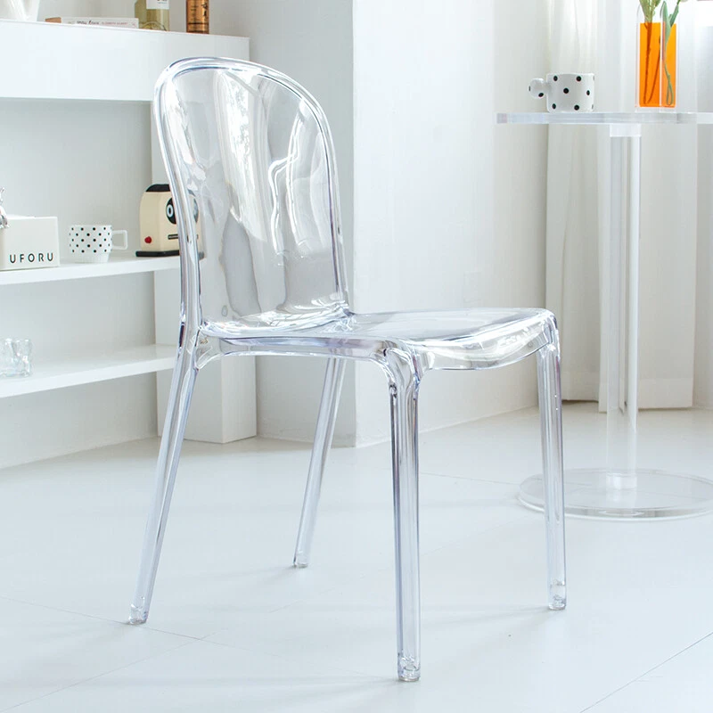 Sedia da pranzo con schienale nordico moderna semplice trasparente cristallo acrilico - Immagine 2 di 4