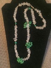 Collana cristallo di rocca a grappolo d'uva stile Lucy Isaacs (non firmata)
