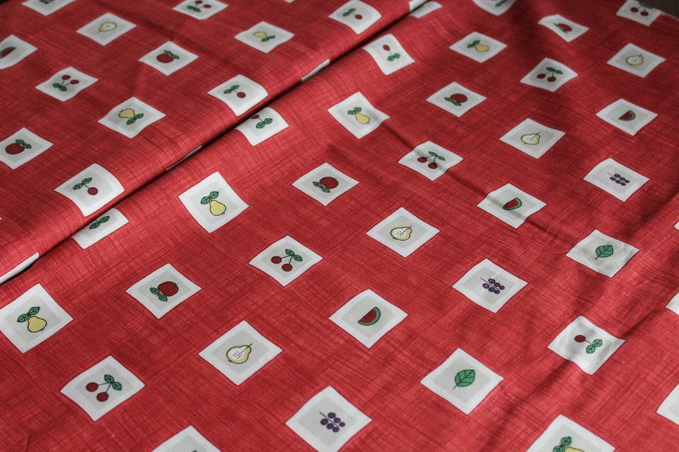 Stoff Patchwork Muster Dekostoff Vorhangstoff rot Motiv Obst B 1,40 m Meterware - Bild 4 von 4