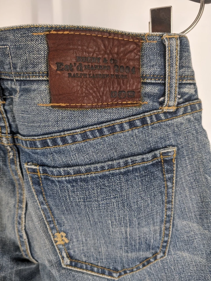 Pantalones de mezclilla Rugby Ralph Lauren lavado a la piedra bootcut cintura ultra baja 29 x 26 Foto 4 de 4