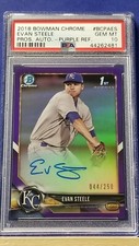 Evan Steele - 2018 Bowman Chrome Purple Refractor Autograph  PSA 10  #44/250
