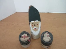 Lot of 3 Birch Bark CHRISTMAS DECORATIONS~Santa Head & 2 Snowman Trinket Boxes