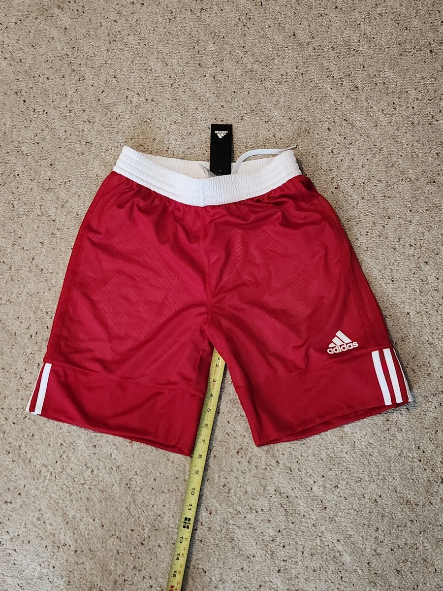 NWT Adidas Basketball Shorts Men's Red White Stripe Baggy 8