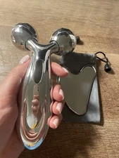 Stainless Steel Gua Sha and Face Roller Set, Facial Tool for Face Sculptin