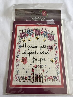Floral Cross Stitch Floral Note Card | Sandi Phipps #2020 Garden Full Of Wishes