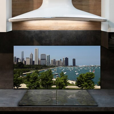 Küchenrückwand Fliesenspiegel ESG Deko Glas 120x60 Chicago Sommer Panorama