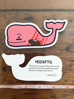 New Authentic Vineyard Vines FOOTBALL JERSEY Whale Sticker
