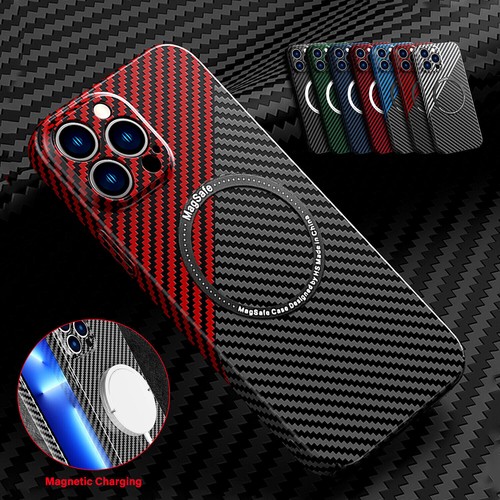 For iPhone 14 13 12 11 Pro Max Magsafe Case Carbon Fiber Magnetic Slim Cover - Picture 13 of 25