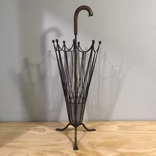 Umbrella Stand Umbrella Shaped Holder Metal wire wood handle 31” Pier 1