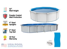 Sanctuary Above Ground Steel Wall Swimming Pool w/ Plain Blue Liner & Skimmer