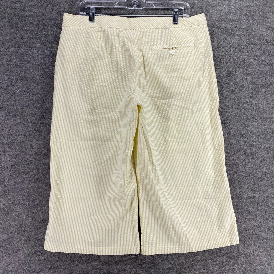 Pantalones cortos Isaac Mizrahi para mujer 14 amarillos a rayas tiro alto frente plano algodón Foto 2 de 4