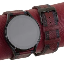 Tricolor Burgundy Epsom Samsung Galaxy Watch 3 4 5 6 Active 1 2 Band MenWomen