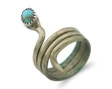 Navajo Snake Ring 925 Sterling Silver Authentic Turquoise Vintage Size 7.25