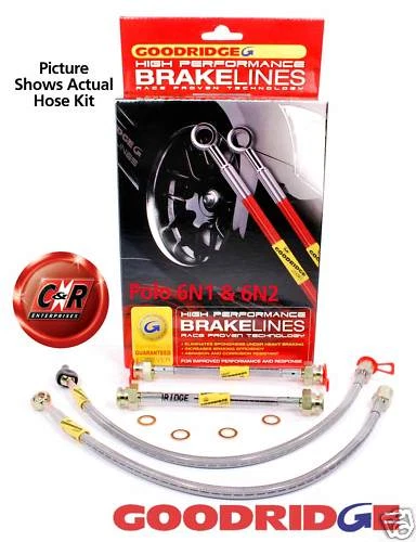 Fits Polo 6N1 & 6N2 Goodridge Braided Brake Hose Lines: G8.2 - 4 Line Kit - VW