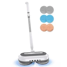 Cordless Electric Spin Mop, Electric Floor Cleaner with Water Sprayer & LED