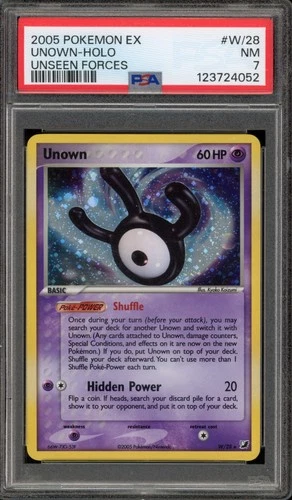 Pokemon Unown EX Unseen Forces Holo Rare #W/28 PSA 7