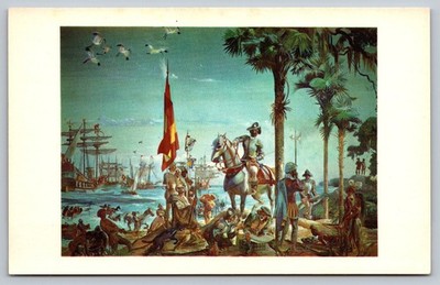 Bradenton Florida Hernando De Soto 1539 Discovery Mural Postcard