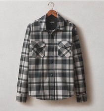 American Giant Redwood Fleece Overshirt Unisex Large Silent Storm Plaid Cotton