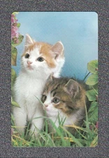 Vintage Swap Playing Card 1970's KITTENS Swap Card Blue
