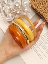 4pcs Multicolor Acrylic Bangle Set Women Fashion Jewelry One Size
