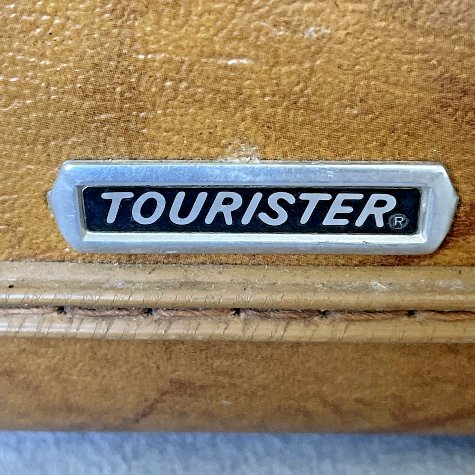 Estojo de maquiagem vintage AMERICAN TOURISTER marrom tartaruga capa dura trem viagem - Imagem 3 de 4