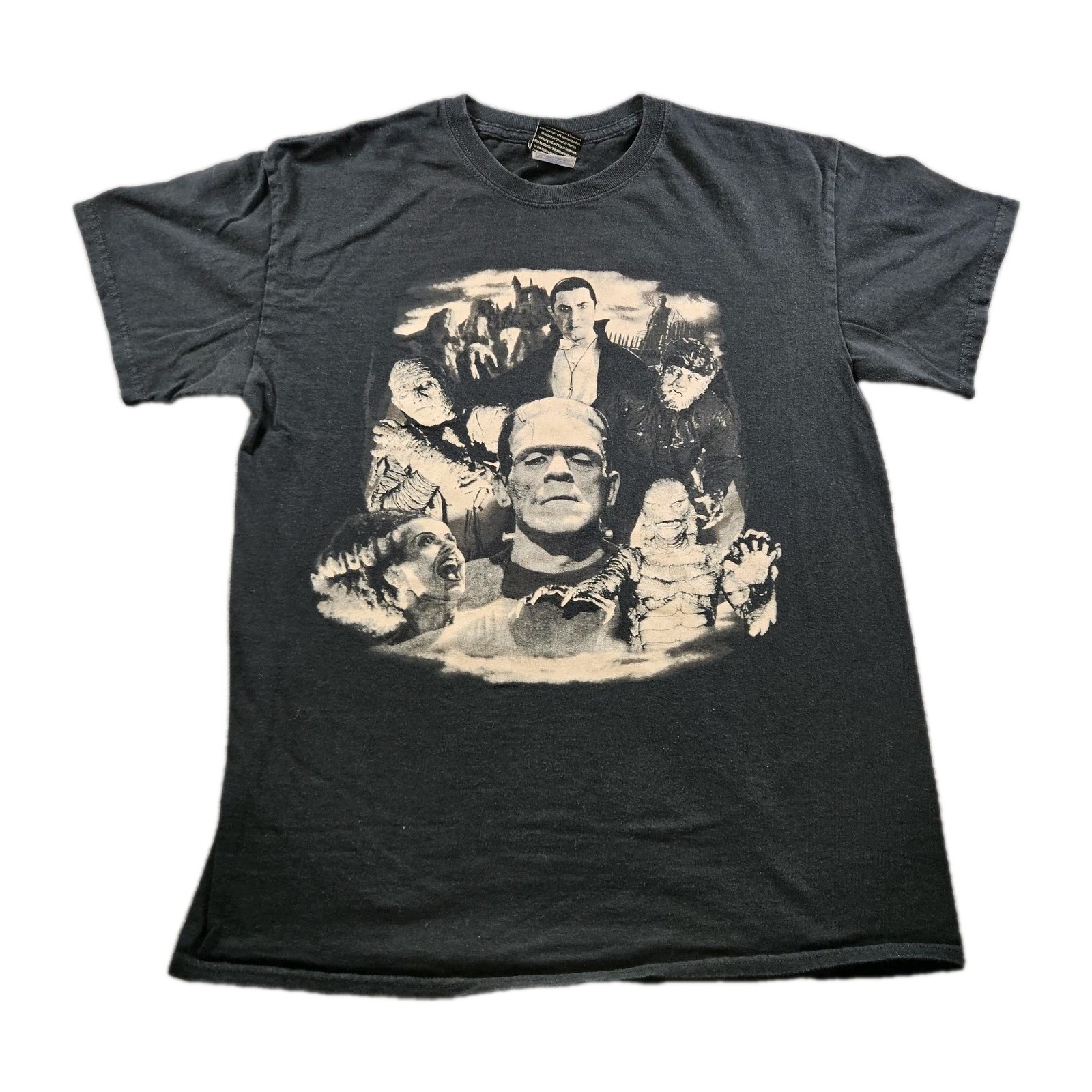 Vintage Universal Studios Famous Monsters Black Rock T-Shirt Size M USA