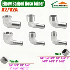1/8"-2-1/2" Stainless Fitting BSP Female/Male Elbow Barbed Hose Joiner Connector