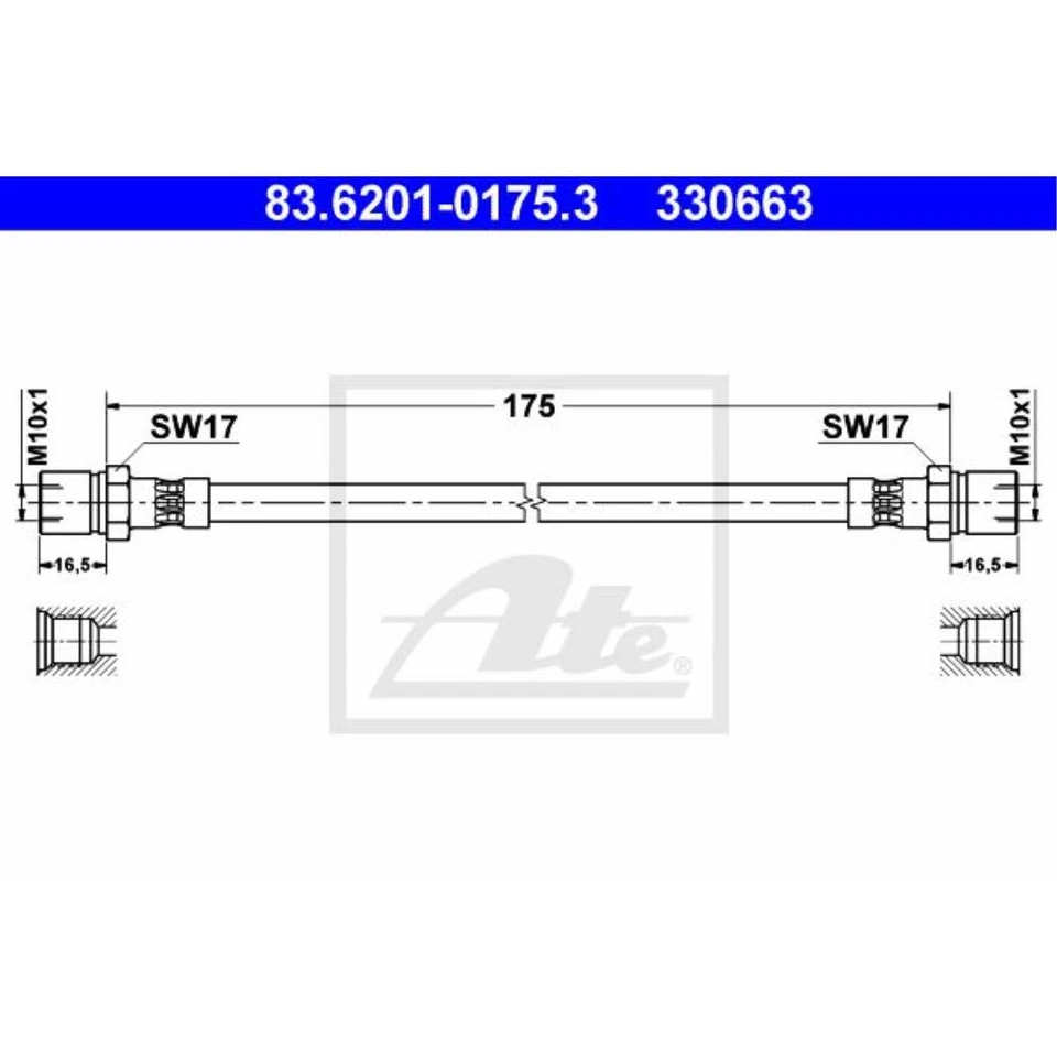 2X ATE Tuyau De Frein Ligne De Frein Arrière Compatible Pour Porsche 924 968 - Photo 2/2