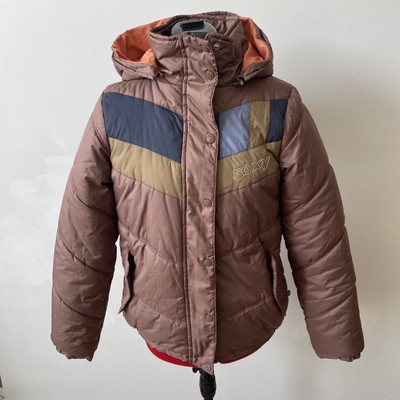 ROXY Brown Puffer Jacket with Removable Hood Size L