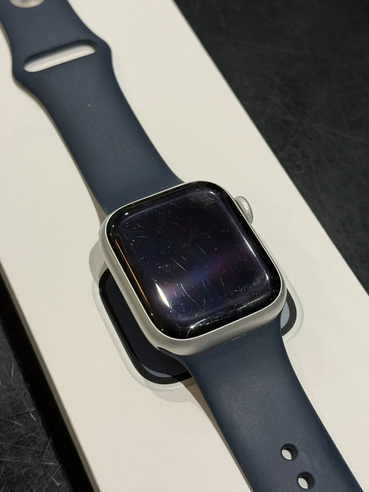 Apple Watch Series 9 41mm Silver Aluminium with Blue S/M sports band - Cellular  - Image 4 of 4