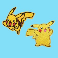 Lot de 2 Patchs Écussons NEUFS Pikachu Les Pokémon Thermocollants (Réf 1)