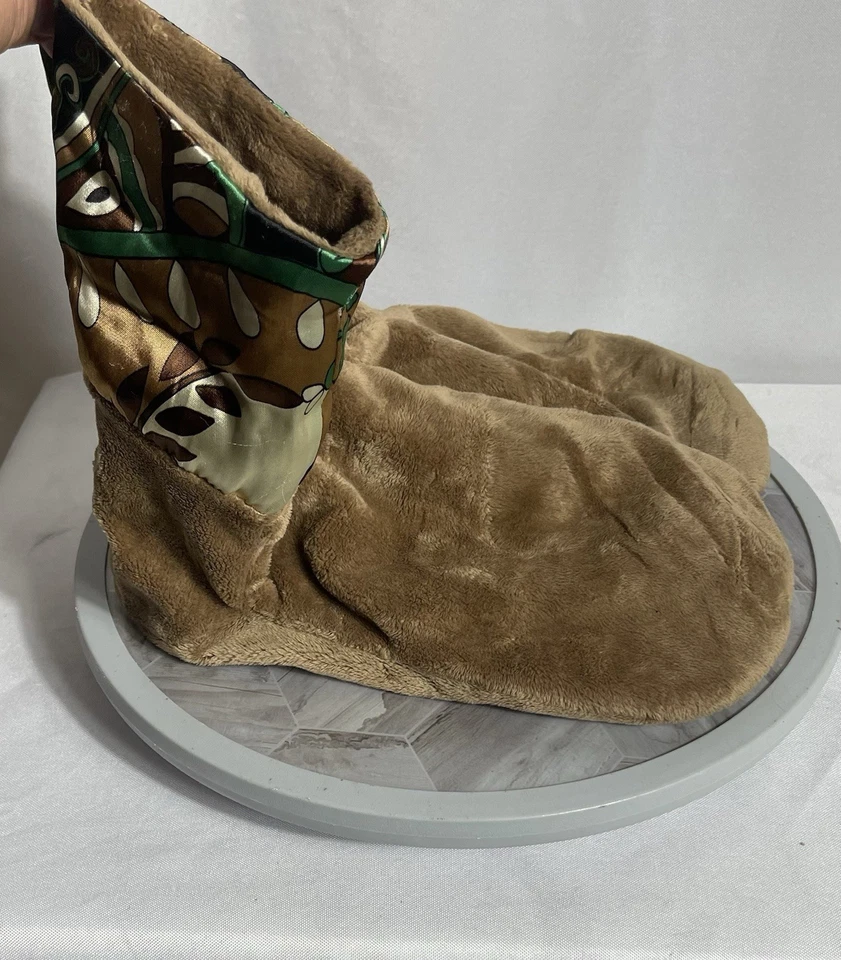 "Botas Zapatilla Vintage Pesadas Marrón Felpa con Puño Satinado Talla 9"" Acogedoras Retro Boho" Foto 4 de 4