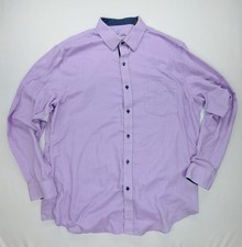 Tasso Elba Men's Long Sleeve Button-Up Shirt XL 17  17.5 Purple Navy Accents