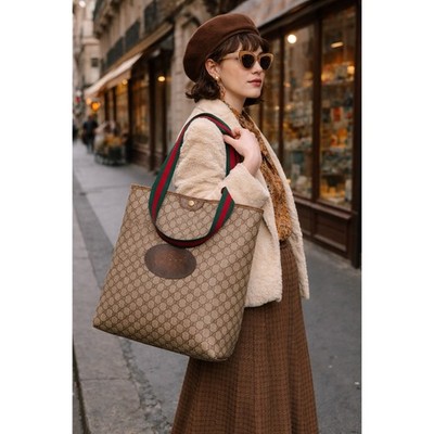 Gucci Vintage 80s Tote bag GG logo print canvas | eBay