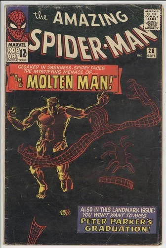 AMAZING SPIDER-MAN  28  GD/VG/3.0  -  Nice entry level 1st Molten Man!
