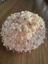 Christian Dior Chapeaux Paris - New York Pink Vintage Pearl  Crystal Hat 1950s