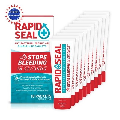 Wound Gel Single Use Packets 10ct Rapid-Seal Stops Bleeding Seconds Minor Cuts