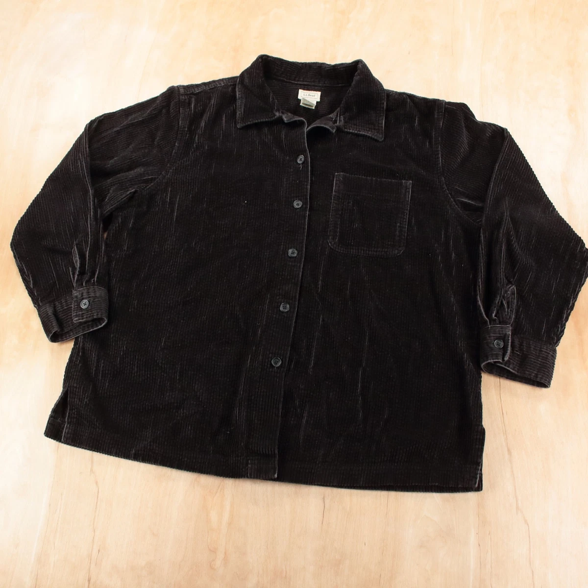 トップス L.L.Bean black cotton knit polo shirt Corduroy Black Tops for Women for sale | eBay