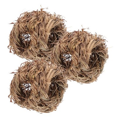 3 Stück Natural Woven Grass Hut Grass House Bird Cubby Nest Käfig