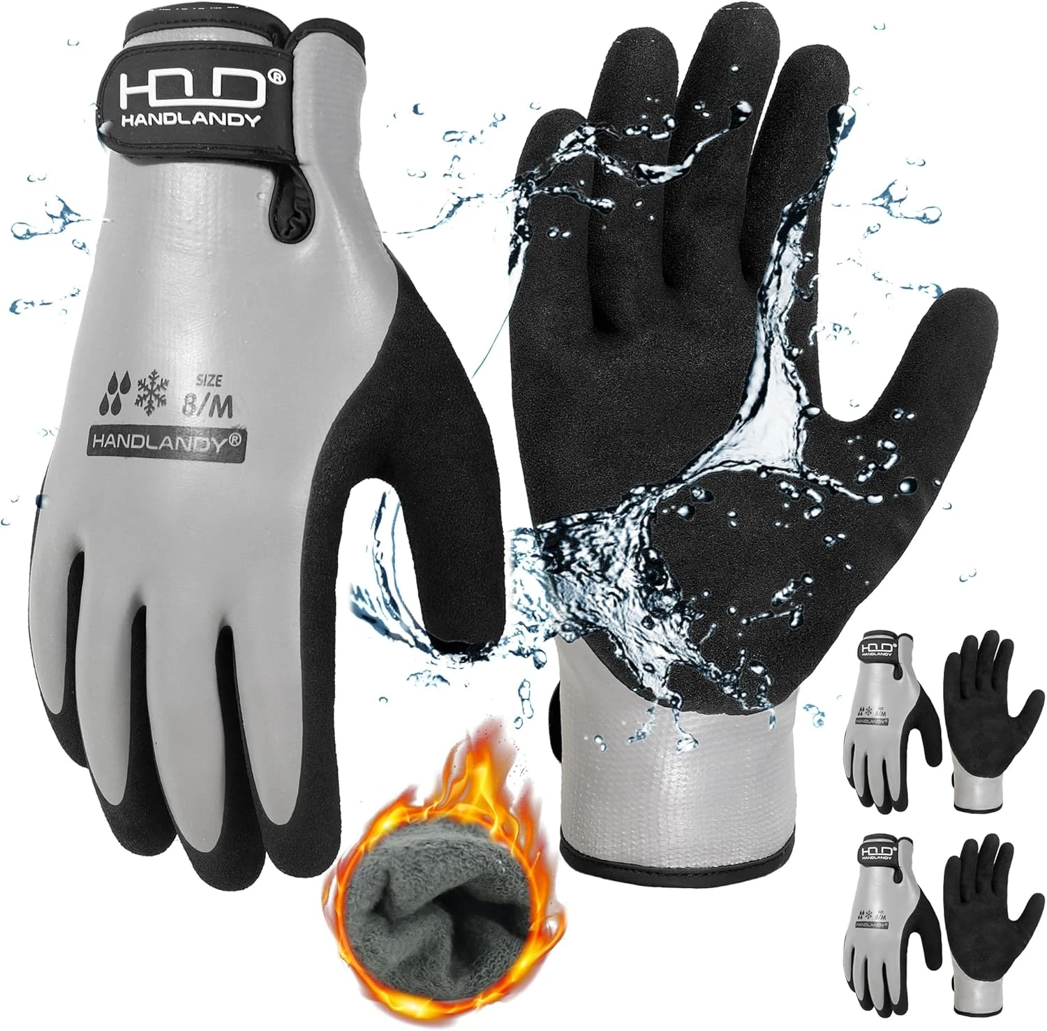 2 Pairs Waterproof Work Gloves for Cold Weather, Insulated Winter Freezer Work G