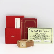 Cartier Must Tank Vermeil SV925 Gold Dial Quartz Ladies Watch Guarantee Card