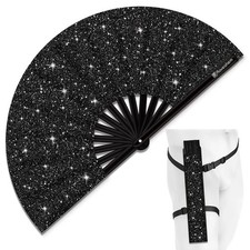 Glitter Large Rave Folding Clack Hand Fan with Holster, Boots on the Ground P...