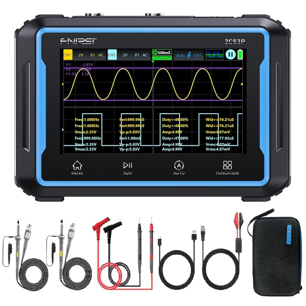 FNRSI 2C53P plus Upgraded with Carrying CASE】 3In1 Oscilloscope