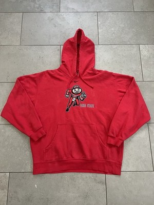Vintage Nike Ohio State OU Mascot Center Mini Swoosh Logo Hoodie Sweatshirt Sz L