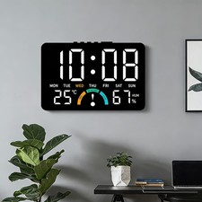 LED Digital Large Display Wall Desk Alarm Clock With Calendar Temperature Date